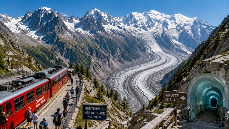 La Mer de Glace visite, train du Montenvers et grotte de glace
