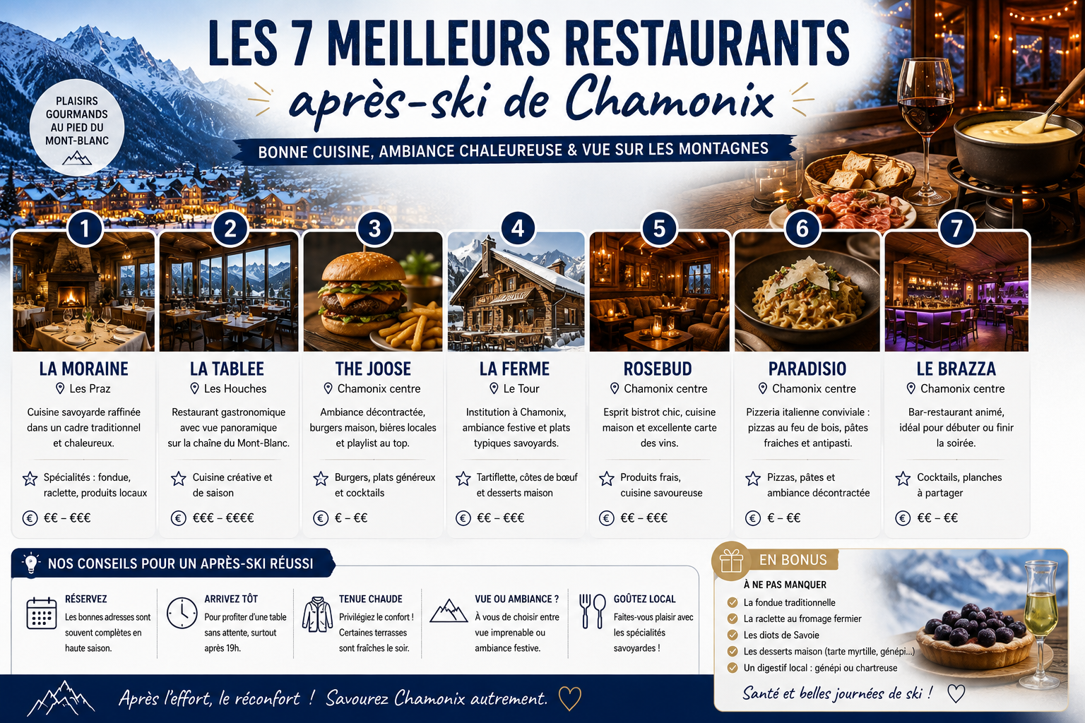 Les 7 meilleurs restaurants après-ski de Chamonix
